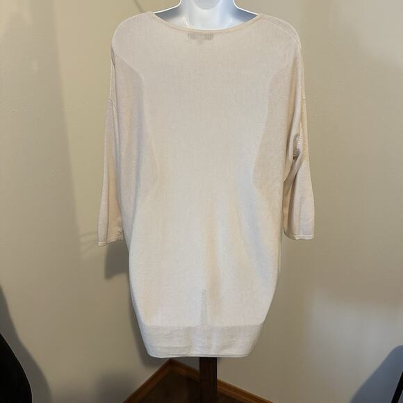 Catwalk Studio Beige Oversized V-Neck Sweater Top S/M Drop Shoulder Pocket - Picture 3 of 4